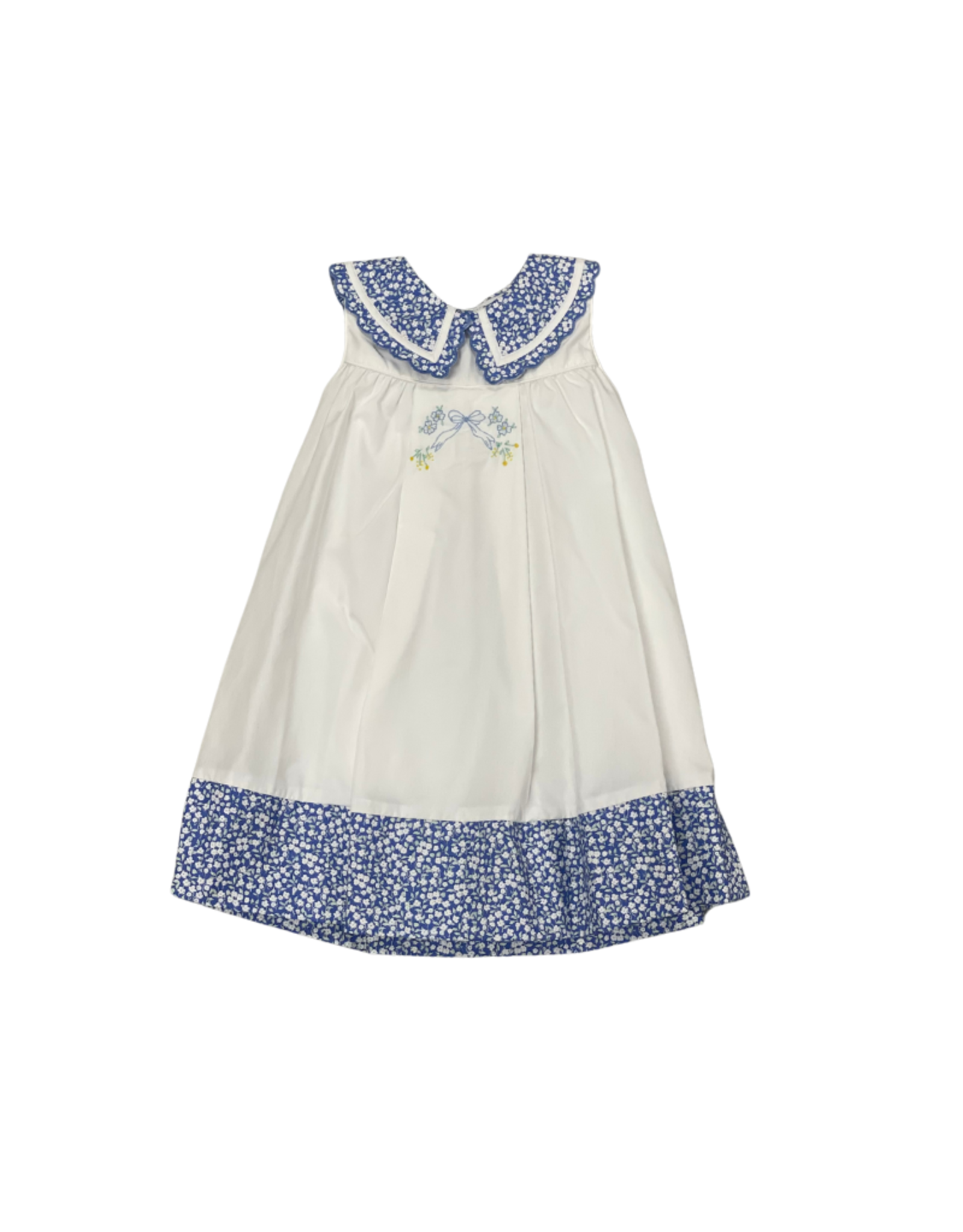 Sophie & Lucas Blue & White Scallop Bloomy Collar Dress