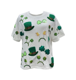 Queen of Sparkles White St. Patrick's Day Sunglass, Hat & Headband Icon Tee