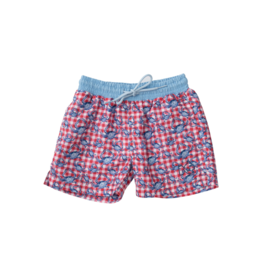 Prodoh Boogie Board Swim Shorts, Red Gingham Crabs