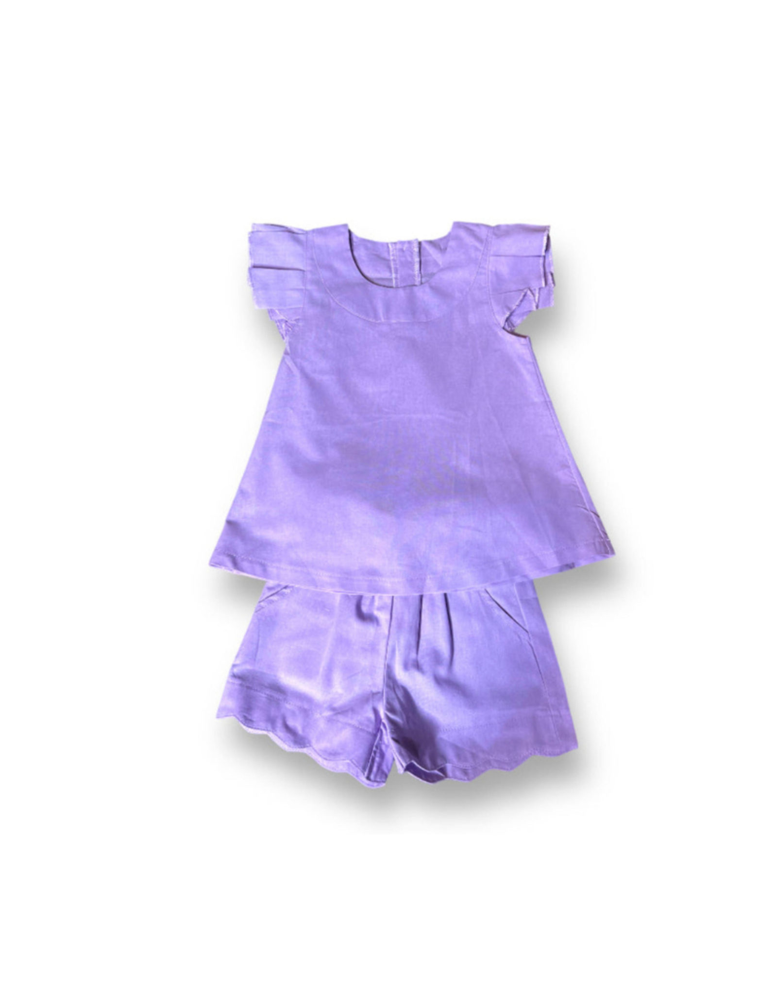 Belle Cher Purple Scalloped Linen Short Set