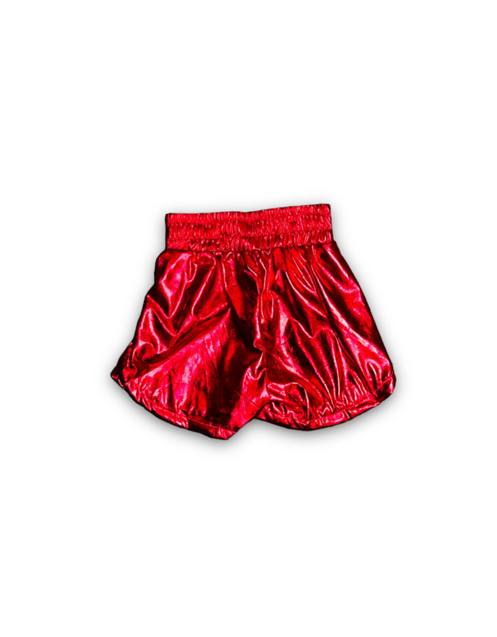 Belle Cher Red Metallic Shorts