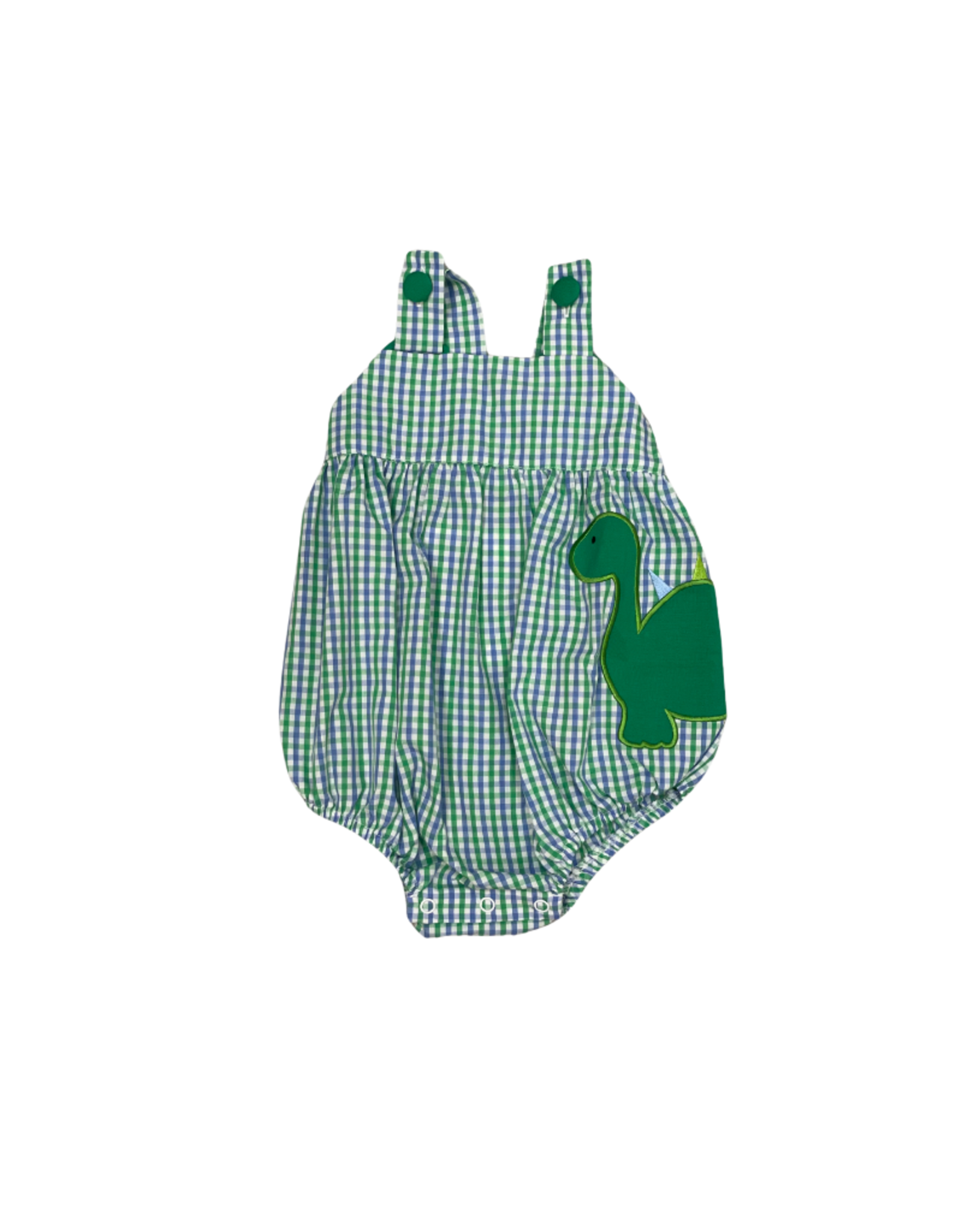 Green & Blue Gingham Dino Bubble
