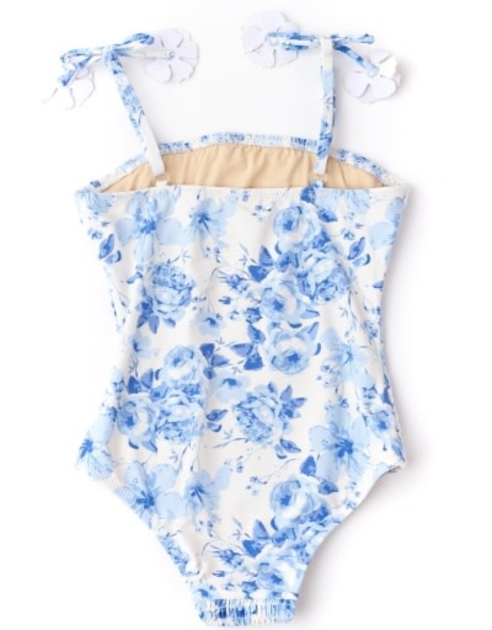 Shade Critters Blue Hibiscus Rose Smocked 1 Piece Swim