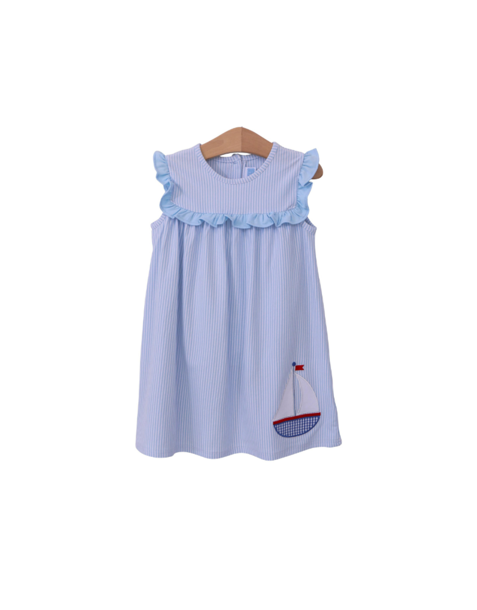 Trotter Street Kids Sailboat Dress, Blue & White Stripe