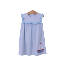 Trotter Street Kids Sailboat Dress, Blue & White Stripe