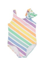 The Beaufort Bonnet Company Brookhaven Bow Swimsuit, Rainbow Rollerskate Stripe