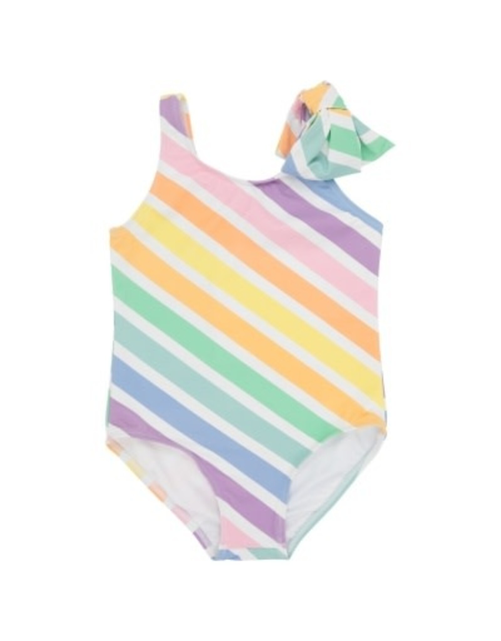 The Beaufort Bonnet Company Brookhaven Bow Swimsuit, Rainbow Rollerskate Stripe