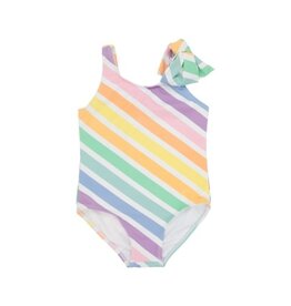 The Beaufort Bonnet Company Brookhaven Bow Swimsuit, Rainbow Rollerskate Stripe