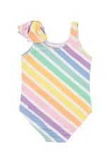 The Beaufort Bonnet Company Brookhaven Bow Swimsuit, Rainbow Rollerskate Stripe