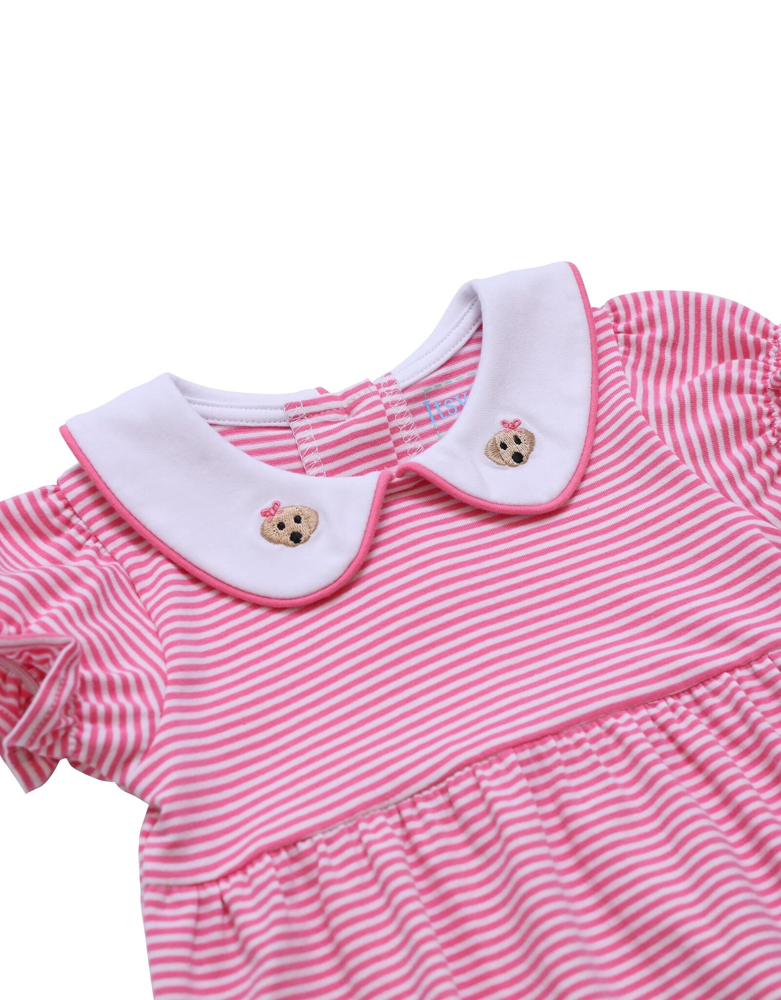 Itsy Bitsy Dark Pink & White Stripe Puppy Dress