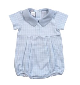 Baby Loren Blue Plaid Pima Boys Bubble