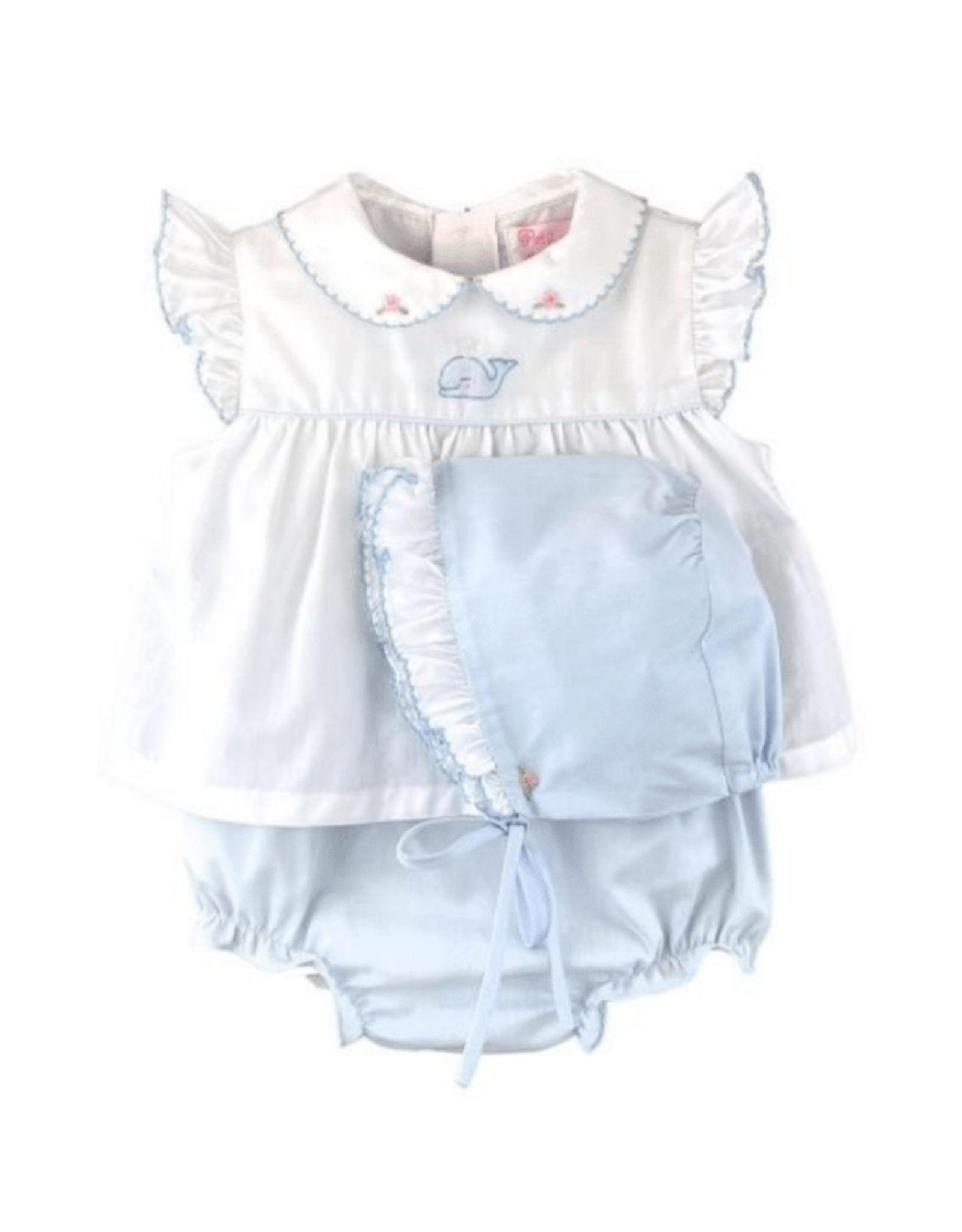 Petit Ami Whale Embroidered Girl Diaper Set