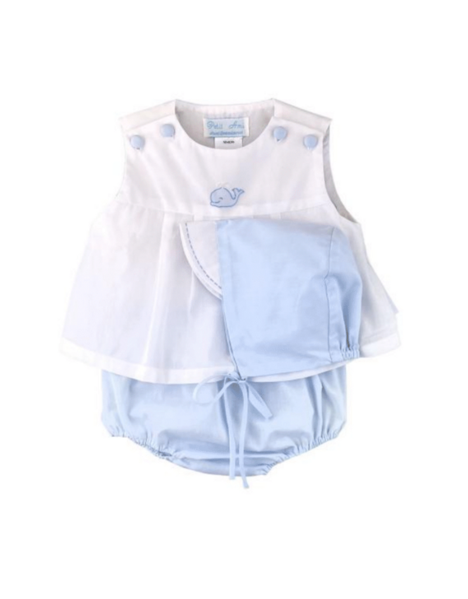 Petit Ami Whale Embroidered Boy Diaper Set