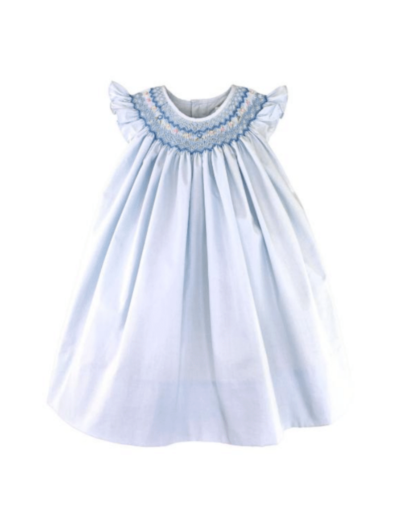 Petit Ami Light Blue Smocked Flutter Sleeve Dress