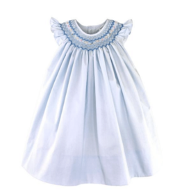 Petit Ami Light Blue Smocked Flutter Sleeve Dress