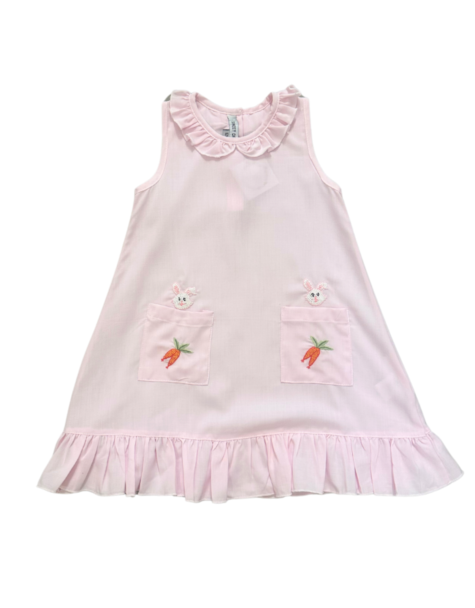 Sweet Dreams Pink Gown W/ Embroidered Bunny & Carrot