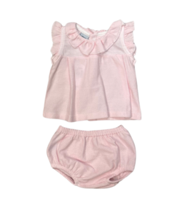 Babidu Baby Pink Ruffle Sleeve Bloomer Set