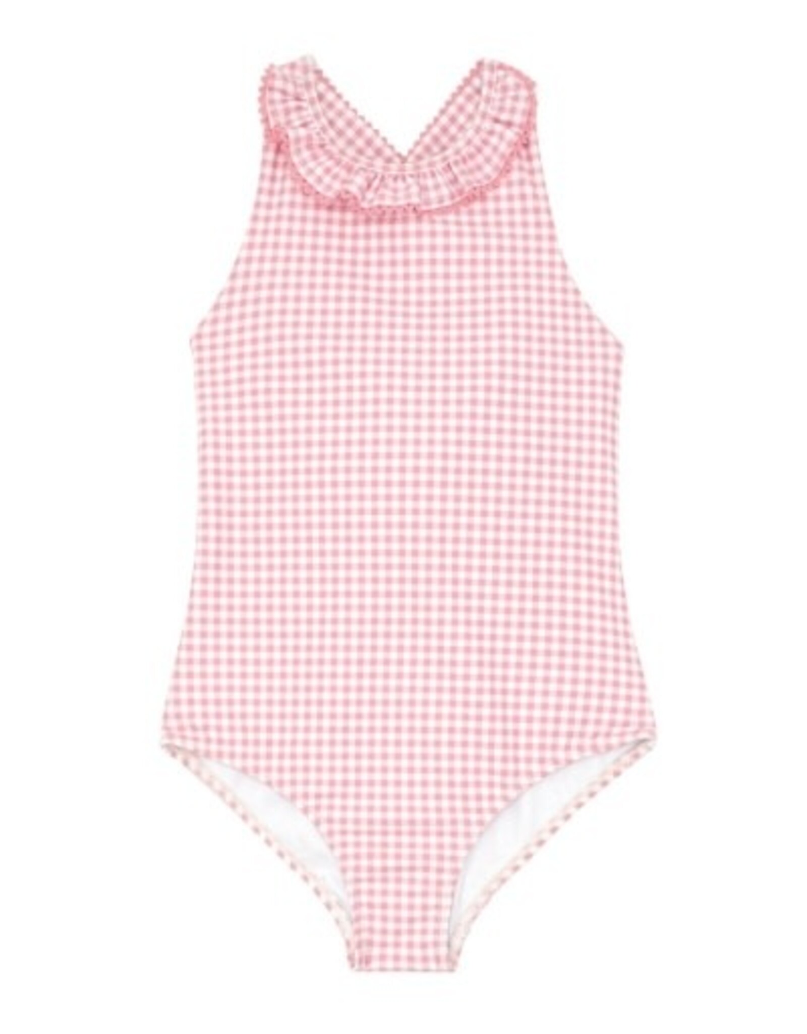 Minnow Guava Gingham Halter Swimsuit with Back Bow