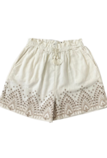 Mayoral Cream & Tan Embroidered Shorts
