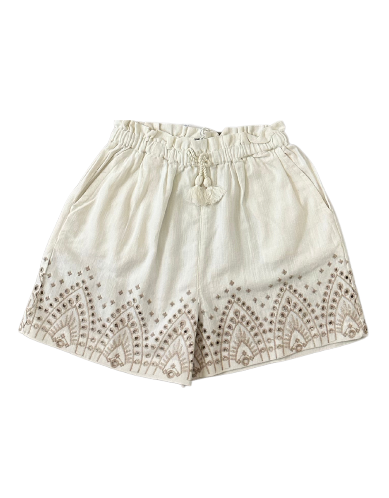 Mayoral Cream & Tan Embroidered Shorts