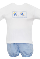 Anavini Airplane Blue Gingham T-Shirt Bloomer Set