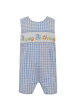 Anavini Happy Birthday Boy's Light Blue Gingham Jon Jon