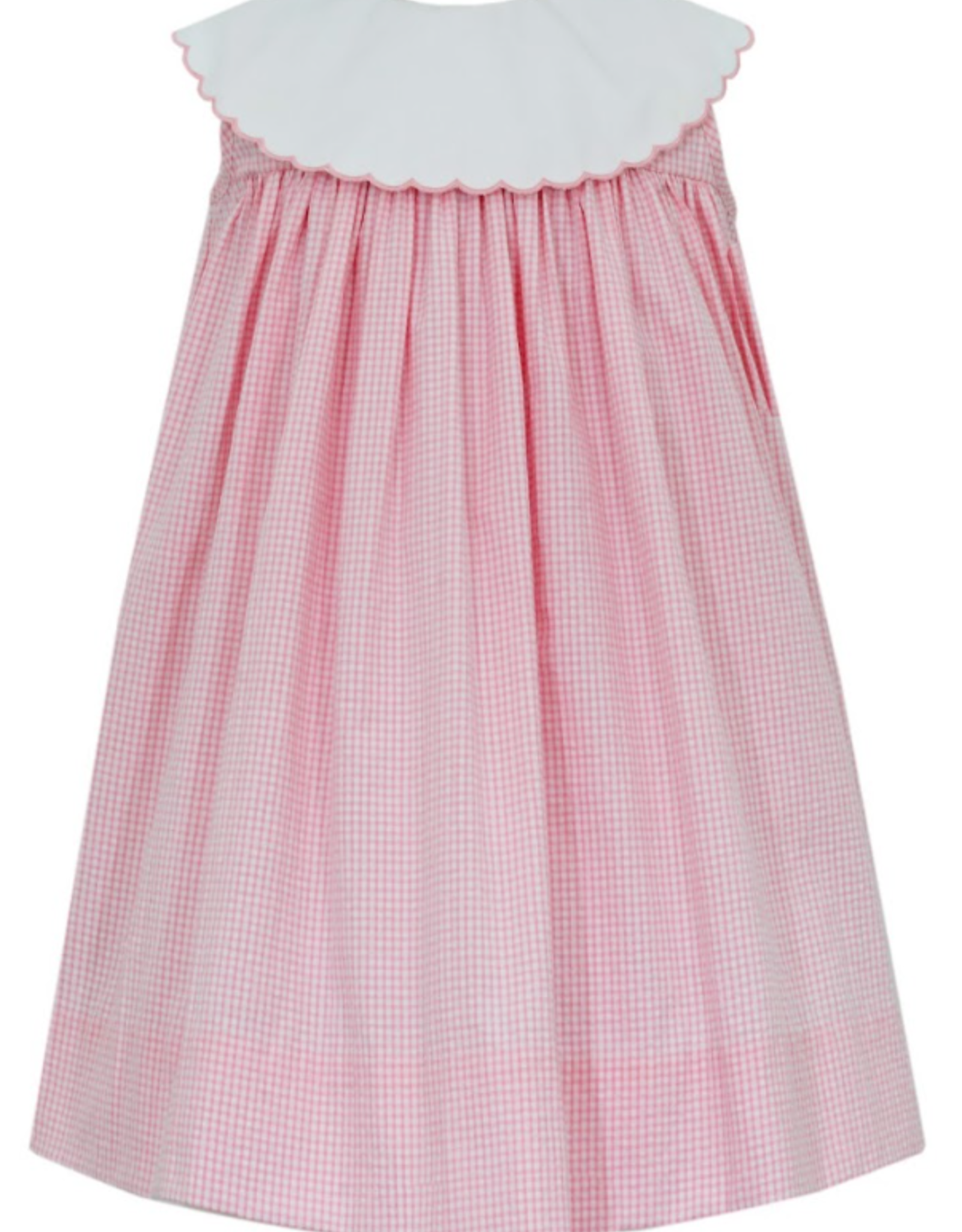 Claire and Charlie Pink Seersucker Gingham Float w/ Scalloped Collar