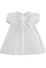 Auraluz White Day Gown with Blue Tiny Bud Embroidery