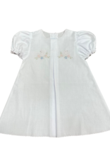 Auraluz White Scallop Day Gown with Bird Embroidry