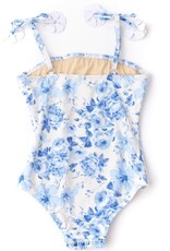 Shade Critters Blue Hibiscus Rose Smocked 1 Piece Swim