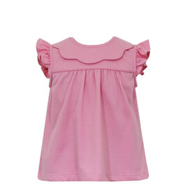 Claire and Charlie Pink Knit Blouse w/ Scalloped Collar