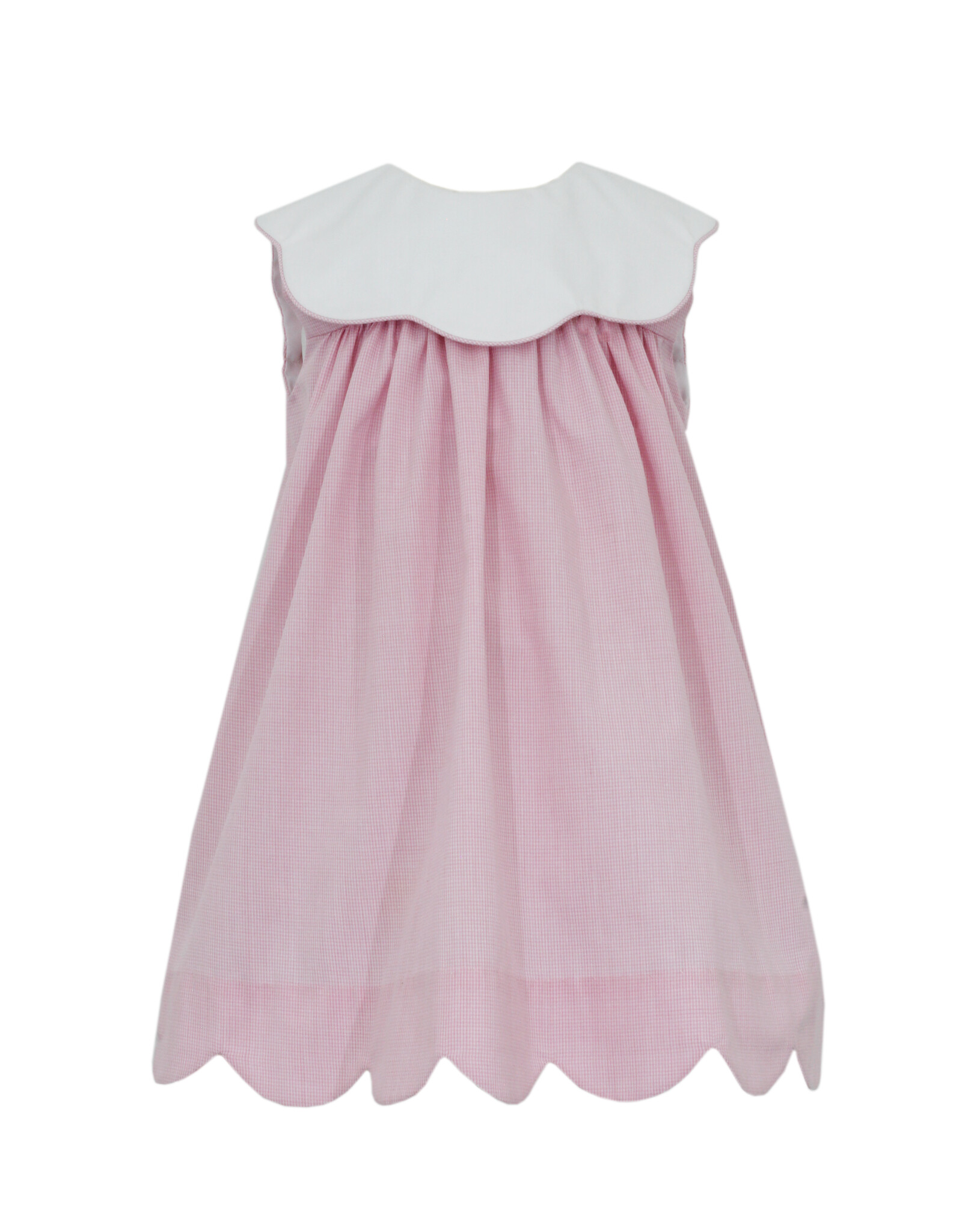 Petit Bebe Pink Microcheck Float Dress w/ Round Collar