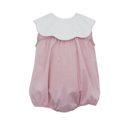 Petit Bebe Pink Microcheck Bubble w/ Round Collar