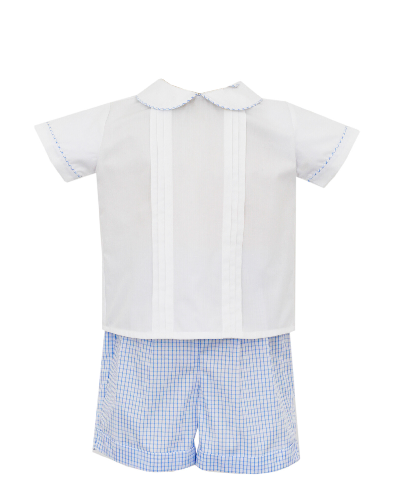 Claire and Charlie Blue Check Short Set w/ Pleated Shirt