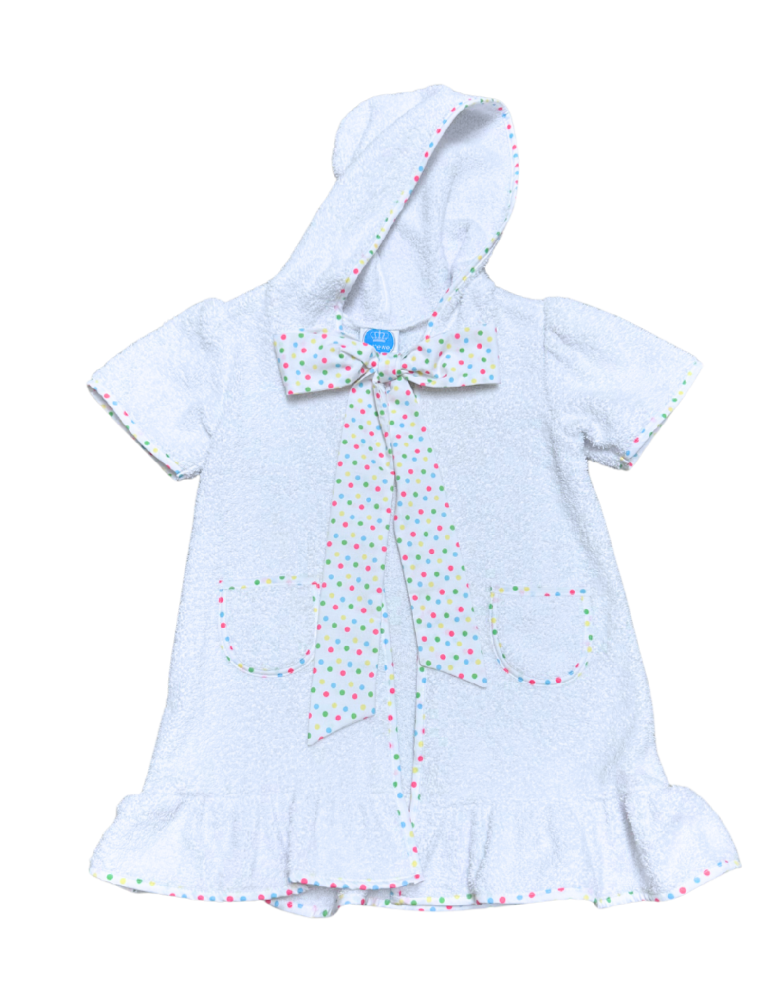 Krewe Kids Hooded Terry Cloth Cover Up with Polka Dot Bow