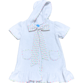 Krewe Kids Hooded Terry Cloth Cover Up with Polka Dot Bow