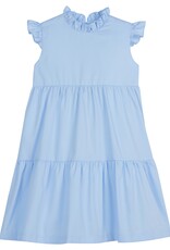 Little English Tiered Charleston Dress, Light Blue Pique