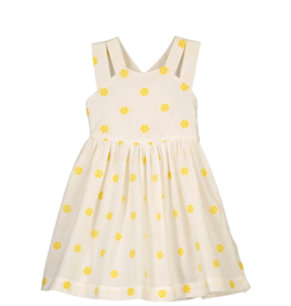 Mayoral Cream Dress w/ Yellow Flower Embroidery