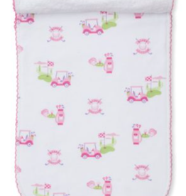 Kissy Kissy Pink Golf Print Burp Cloth