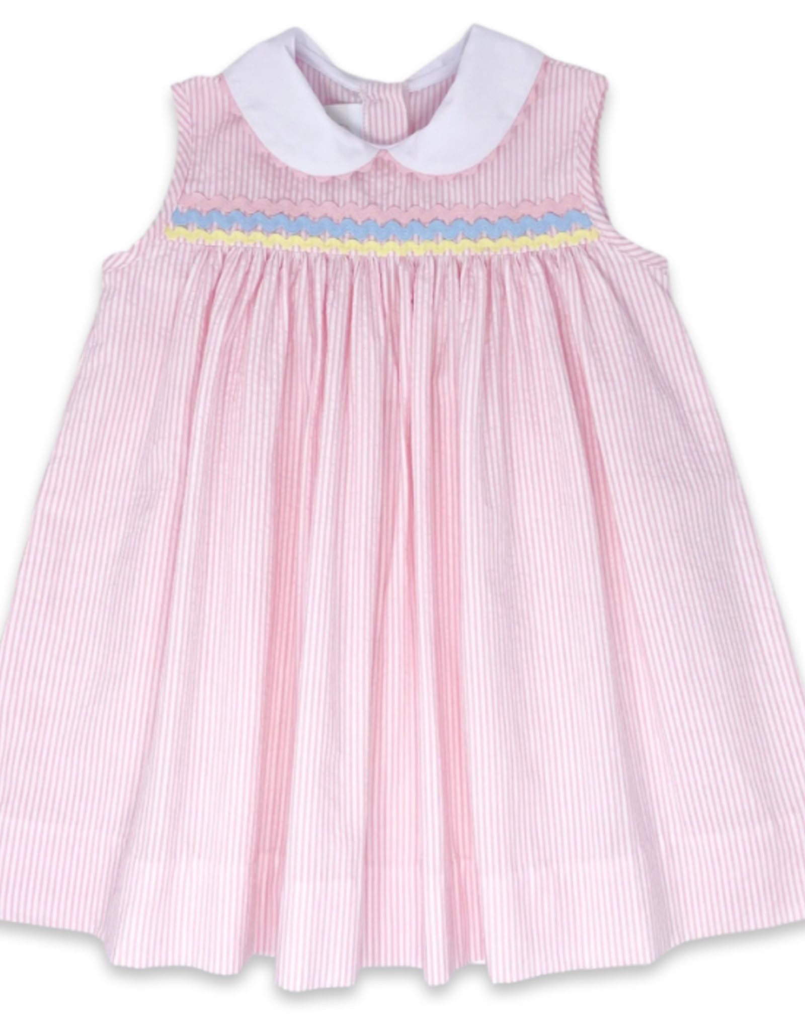 LullabySet Kendall Dress - Party Pink Seersucker