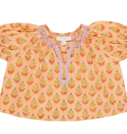 Pink Chicken Short Sleeve Ava Top - Orange Dahlia