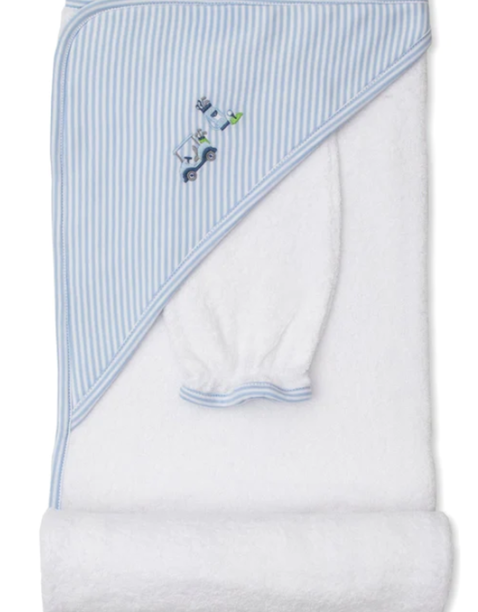 Kissy Kissy Light Blue Golf Embroidered Hooded Towel w/ Mitt Set