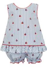 Claire and Charlie Sailboat Print Swing Top Bloomer Set