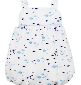 Claire and Charlie Blue Fish Print Boys Strap Bubble