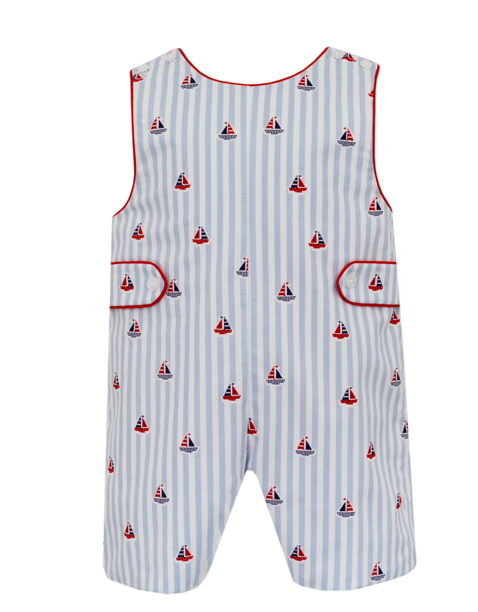 Claire and Charlie Blue/Red Sailboat Print Jon Jon