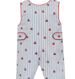 Claire and Charlie Blue/Red Sailboat Print Jon Jon