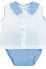 Auraluz White & Blue Check Sailboat Diaper Cover Set
