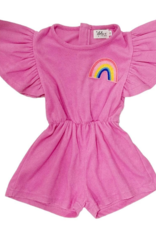 Lola and the Boys Pink Terry Rainbow Romper