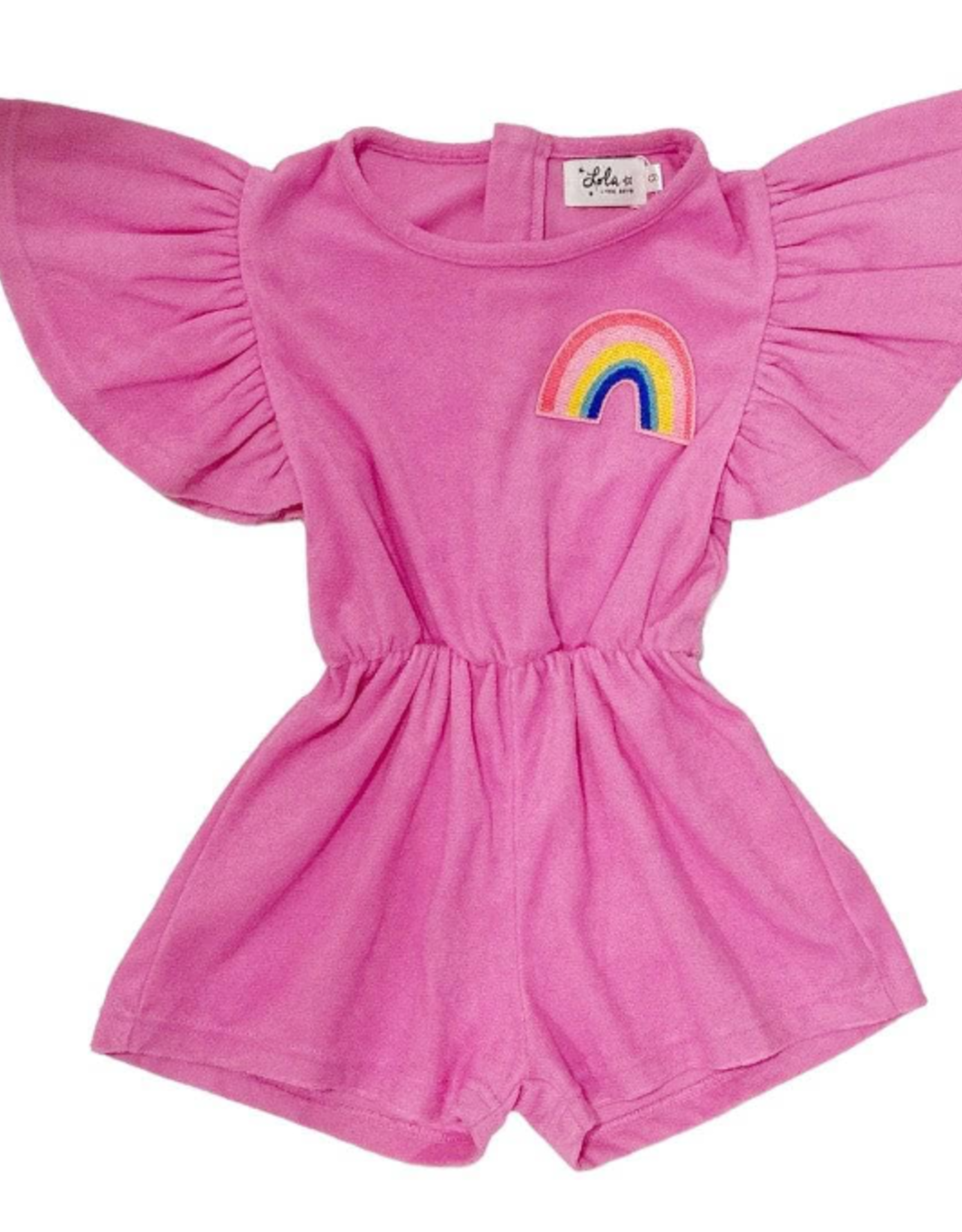 Lola and the Boys Pink Terry Rainbow Romper