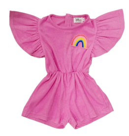 Lola and the Boys Pink Terry Rainbow Romper